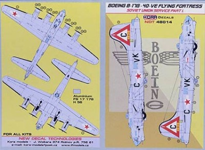 Kora Model NDT48014 Boeing B-17G-40-VE Soviet Union декали 1/48