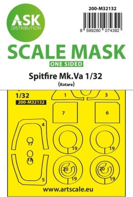 Art Scale 200-M32132 Supermarine Spitfire Mk.Va single-sided fit express mask for Kotare kit 1/32