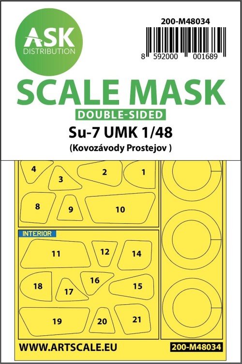 Art Scale 200-M48034 Sukhoi Su-7UMK/Su-7UM wheels and canopy frame paint masks (inside and outside) 1/48
