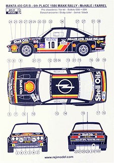 Reji Model 287 Opel Manta 400 GR.B. Manx Rallye Winner 1986 1/24