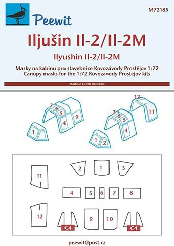 Peewit PW-M72185 1/72 Canopy mask Ilyushin IL-2/IL-2M (KP)
