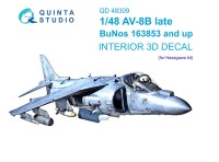 Quinta studio QD48309 AV-8B Late (Hasegawa) 3D Декаль интерьера кабины 1/48
