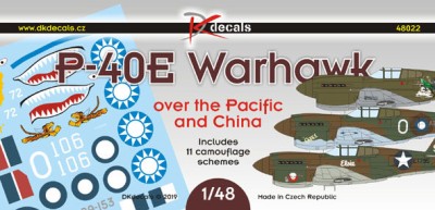 Dk Decals 48022 P-40E Warhawk over Pacific&amp;China (11x camo) 1/48