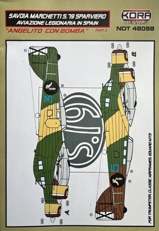 Kora Model NDT48058 Decals SM.79 Sparviero 'Angelito Con Bomba' 1/48