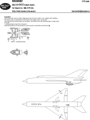 New Ware NWA-M1302 Mask MiG-21 PF BASIC (EDUARD) 1/72