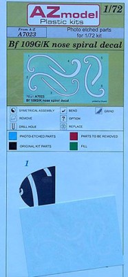 Az Model A7023 Bf 109G/K nose spiral (decal) 1/72