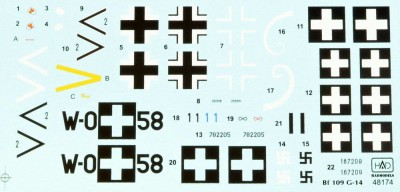 HAD 48174 Decal Messerschmitt Bf 109G-14 (3x camo) 1/48
