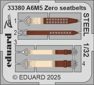 Eduard 33380 SET A6M5 Zero seatbelts STEEL (TAM) 1/32