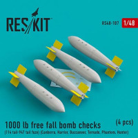 Reskit RS48-0187 1000 lb free fall bomb checks (4 pcs.) 1/48