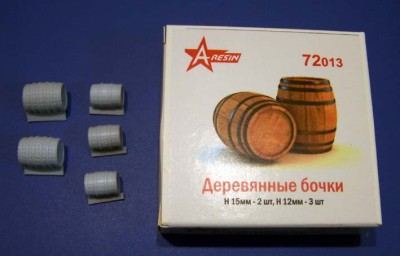 A-resin 72013 	Деревянные бочки: высота 15 мм - 2шт, 12мм - 3шт 1/72