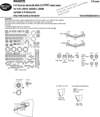 New Ware NWA-M1220 Mask C-47 Skytrain, Dakota Mk.III/IV EXPERT 1/72