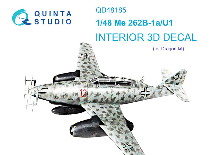 Quinta studio QD48185 Me 262B-1a/U1 (Dragon) 3D Декаль интерьера кабины 1/48