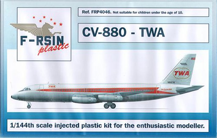 F-rsin Plastic FRP4046 Convair CV-880 TWA, laser decals 1/144