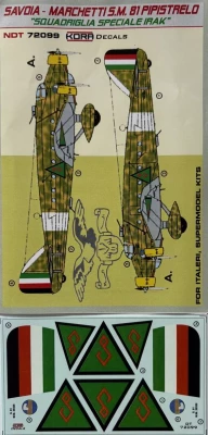 Kora Model NDT72099 Decals SM 81 Pipistrelo Squadriglia Spec.Irak 1/72