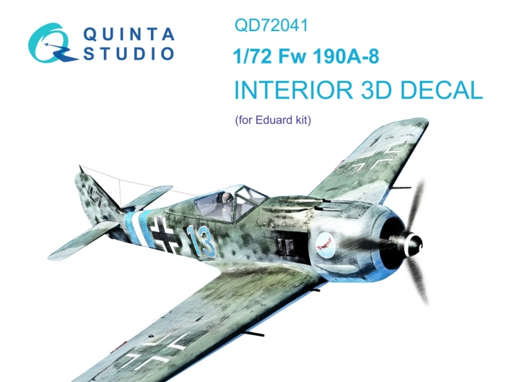 Quinta studio QD72041 Fw 190A-8 (Eduard) 3D Декаль интерьера кабины 1/72