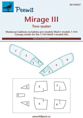 Peewit M144037 Canopy mask Mirage III Two-seater (MARK I) 1/144