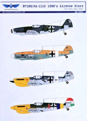 Attitude Aviation As BUC-32015 Decal Bf 109/HA-1112 1990s Airshow Star 1/32