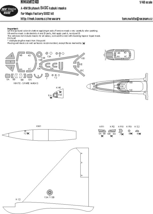 New Ware NWA-M1240 Mask A-4M Skyhawk BASIC (MAGIC F.) 1/48