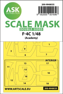 Art Scale 200-M48035 McDonnell F-4C Phantom canopy frame paint masks (inside and outside) 1/48