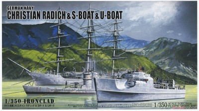 Aoshima 056578 Christian Radich &amp; Schnellboot &amp; U-boat 1/350