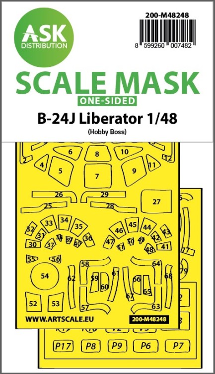 Art Scale 200-M48248 Consolidated B-24J Liberator canopy frame paint mask (outside only) 1/48