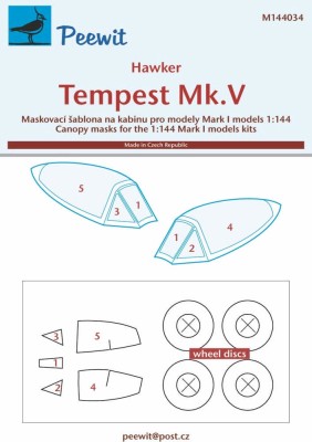 Peewit M144034 Canopy mask Hawker Tempest Mk.V (MARK 1 M.) 1/144
