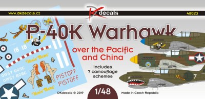 Dk Decals 48023 P-40K Warhawk over Pacific&amp;China (7x camo) 1/48
