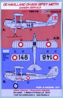 Kora Model NDT72016 DH.60G Gipsy Moth Danish Service декали декали 1/72