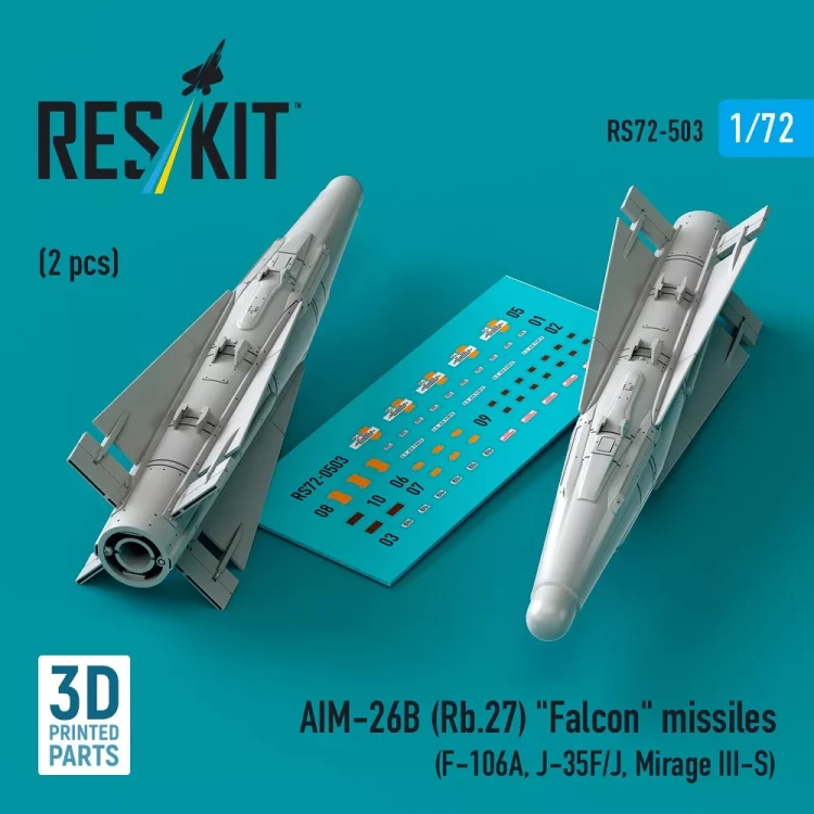 Reskit 72503 AIM-26B (Rb.27) 'Falcon' missiles (2 pcs.) 1/72
