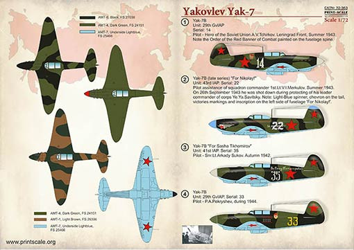 Print Scale 72-363 Yakovlev Yak-7 (wet decals) 1/72
