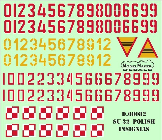 Model Maker Decals D72082 Sukhoi Su-22 Polish insignias 1/72