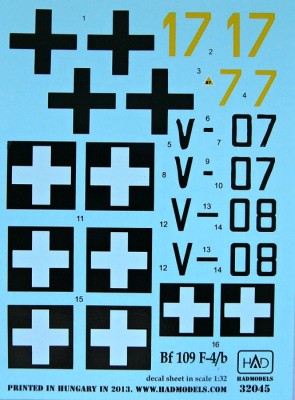 HAD 32045 Decal Messerschmitt Bf 109 F-4/b 1/32