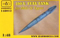 HAD R48012 490L fuel tank for MiG-21 types (resin set) 1/48
