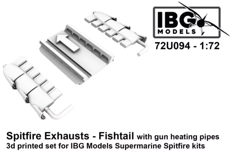IBG U7294 Spitfire Exhausts Fishtail w/ gun heat.pipes 1/72