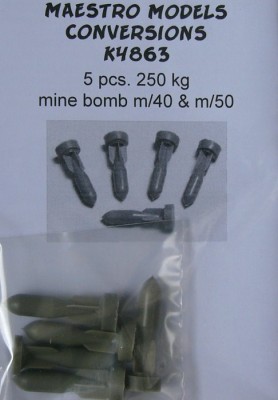 Maestro Models MMCK-4863 1/48 250kg mine bomb m/40 &amp; m/50 (5 pcs.)