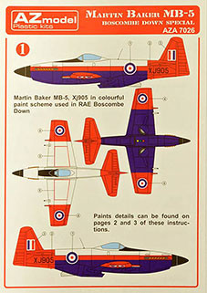 Az Model A7026 Decals Martin Baker MB-5 'Boscombe Down' 1/72