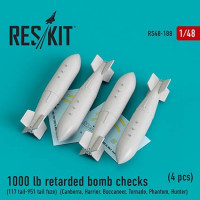Reskit RS48-0188 1000 lb retarded bomb checks (4 pcs.) 1/48