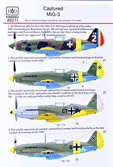 HAD 48211 Decal MiG-3 Captured (4x camo) 1/48