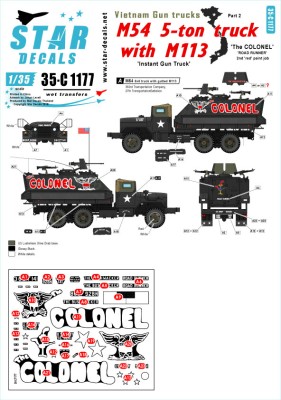 Star Decals 35-C1177 Vietnam Gun Trucks # 2. 'The COLONEL' - 2nd red paint job. M54 5-ton truck with a gutted APC M113 1/35