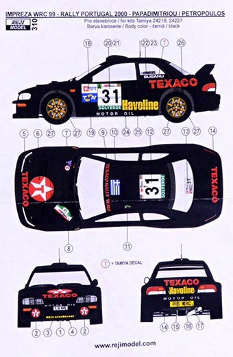 Reji Model 310 Transkit Subaru Impreza WRC99 Portugal 2000 1/24