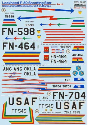 Print Scale C72447 Lockheed F-80, USA &amp; Europe - Part 1 (decal) 1/72