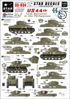 Star Decals STAR35934 U.S. 44th Tank Battalion in the Philippines. M4 Composite Sherman and M5A1 Stuart 1/35