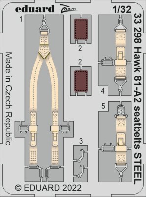 Eduard 33298 Hawk 81-A2 seatbelts STEEL (G.W.H.) 1/32