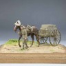 Fine Molds FM60 Японская обозная лошадь с повозкой и поводырем 1/35