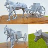 Fine Molds FM60 Японская обозная лошадь с повозкой и поводырем 1/35
