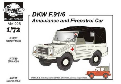 Planet Models MV7298 DKW F.91P6 Ambulance and Firepatrol Car 1/72