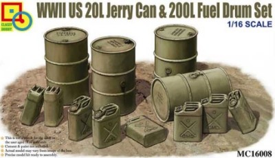Classy Hobby MC16008 WWII US 20L Jerry Can &amp; 200L Fuel Drum Set 1/16