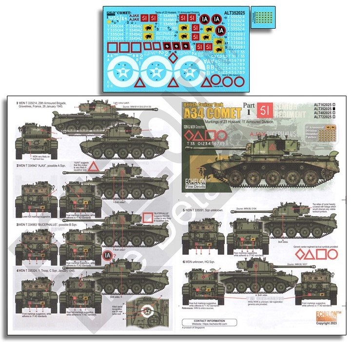 Echelon FD ALT352025 A34 Comets of 23 Hussars, 11 Armoured Division 1/35