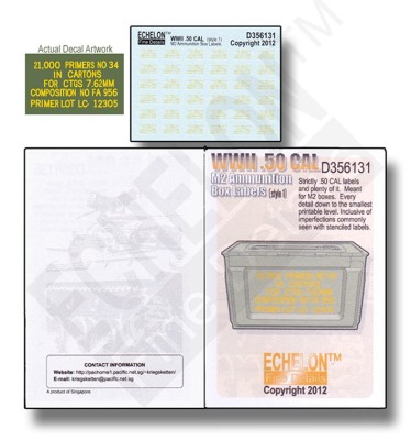 Echelon FD D356131 WWII .50 CAL ammo box labels (1) 1/35