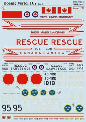 Print Scale 72-149 Boeing-Vertol 107 part 1 Wet decal 1/72